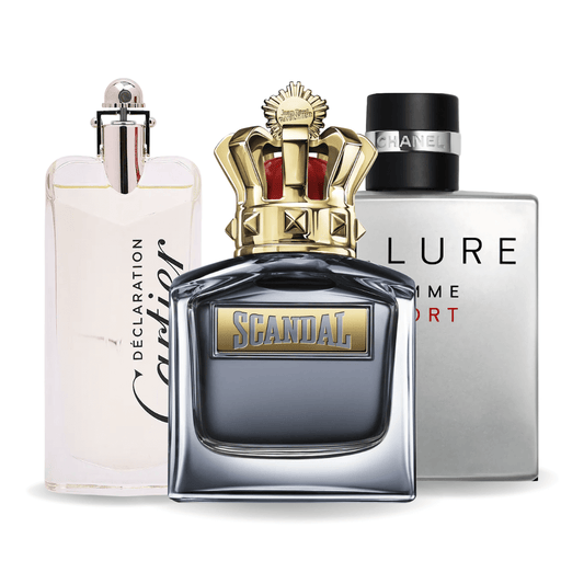 SET 3 PARFUMURI: ALLURE HOMME SPORT + JEAN PAUL GAULTIER SCANDAL + CARTIER DÉCLARATION 100ML
